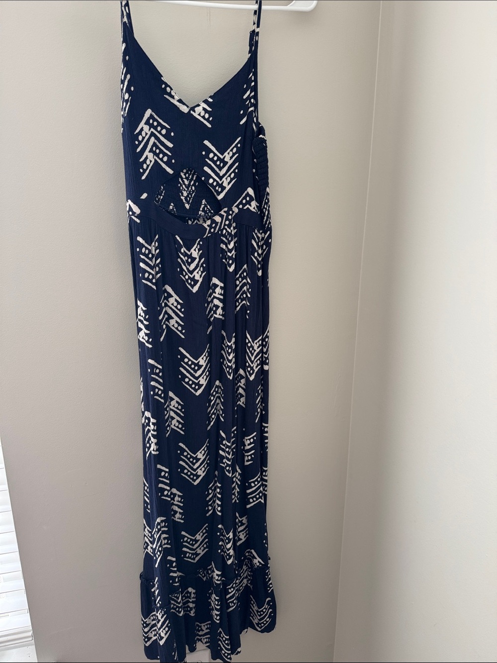 aerie Navy and White Patterned Maxi Dress